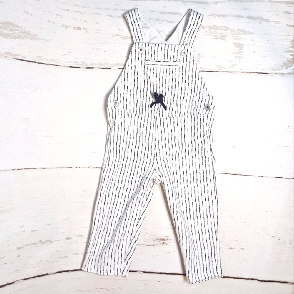 FIRST IMPRESSIONS WHITE/BLACK STRIPES OVERALLS